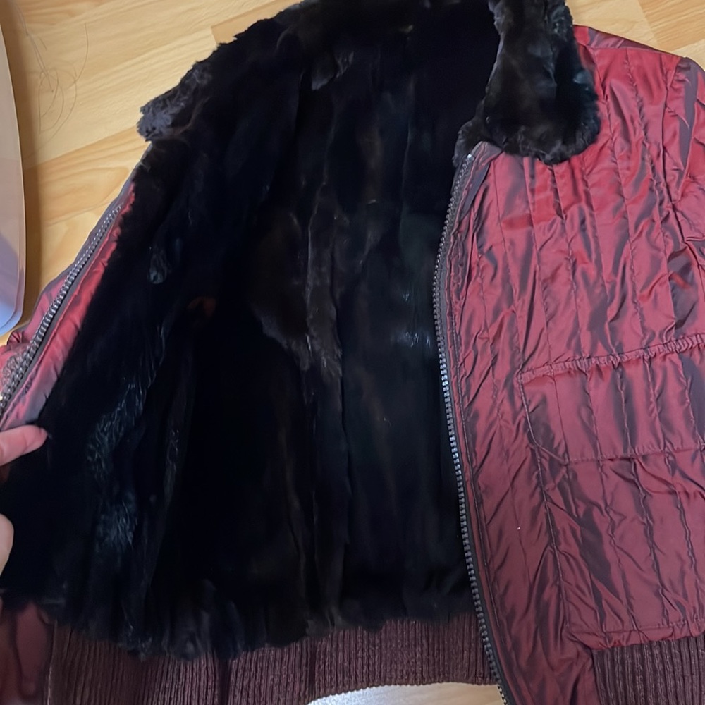 Y2K Rabbit fur & down insulated bomber jacket - Picture 4 of 4